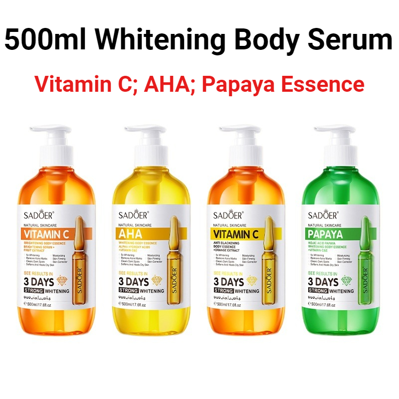 Vitamin C Serum Face - SADOER AHA Essence Corporelle Éclaircissante 500ml