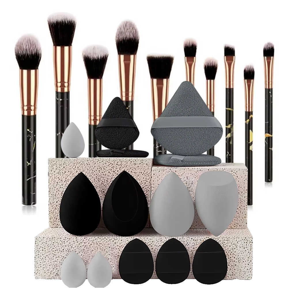 Beauty Makeup Blender - 10 pinceaux de maquillage en marbre
