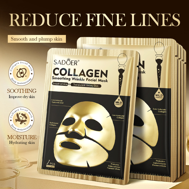Sheet Face Mask Pack - SADOER masques faciaux au collagène doré