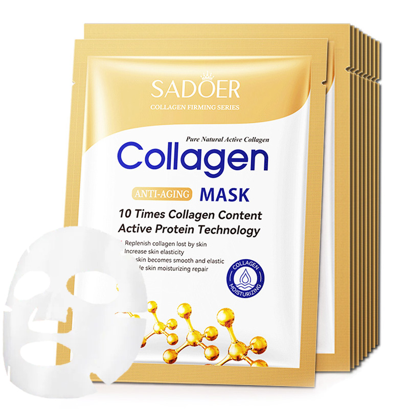 Sheet Face Mask Pack - 10 pièces Anti-rides collagène masque pour