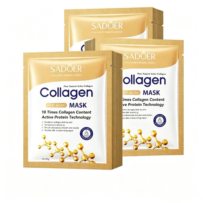 Sheet Face Mask Pack - Masque facial coréen au collagène, raffermissant,