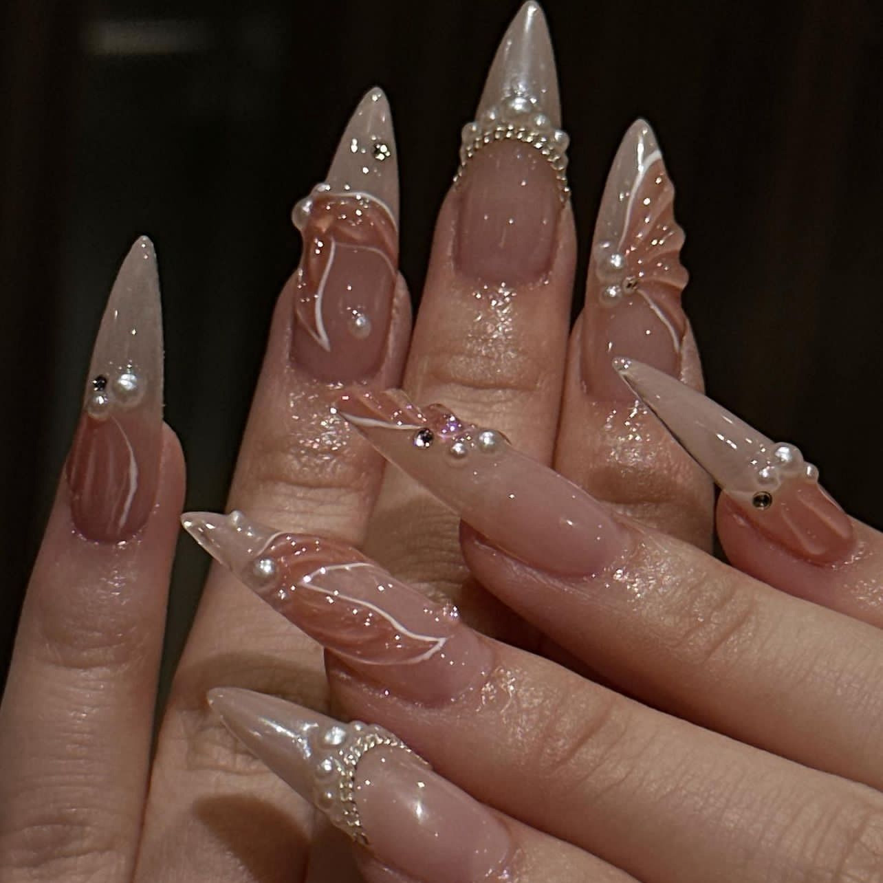 Nail Extension Tips - 24 pièces mode strass presse sur