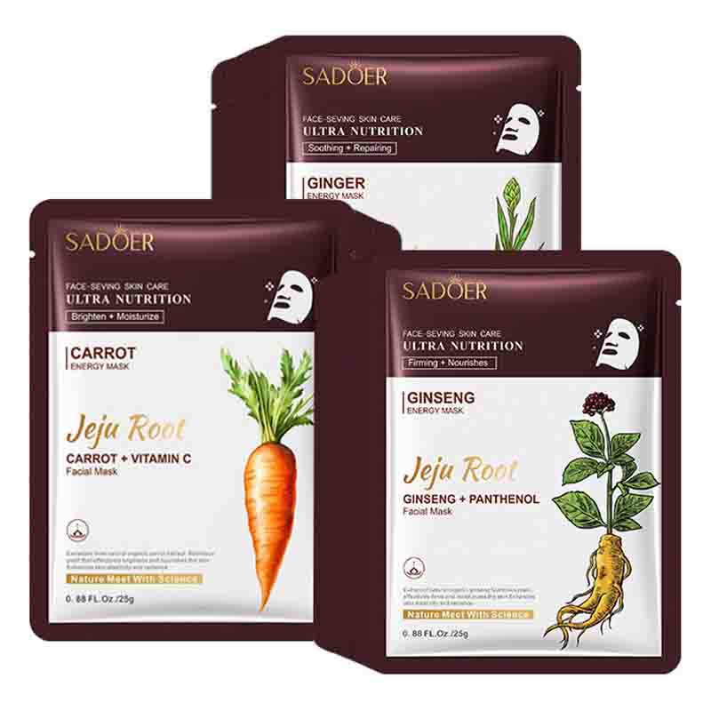 Sheet Face Mask Pack - 5 pièces SADOER plante racines masque