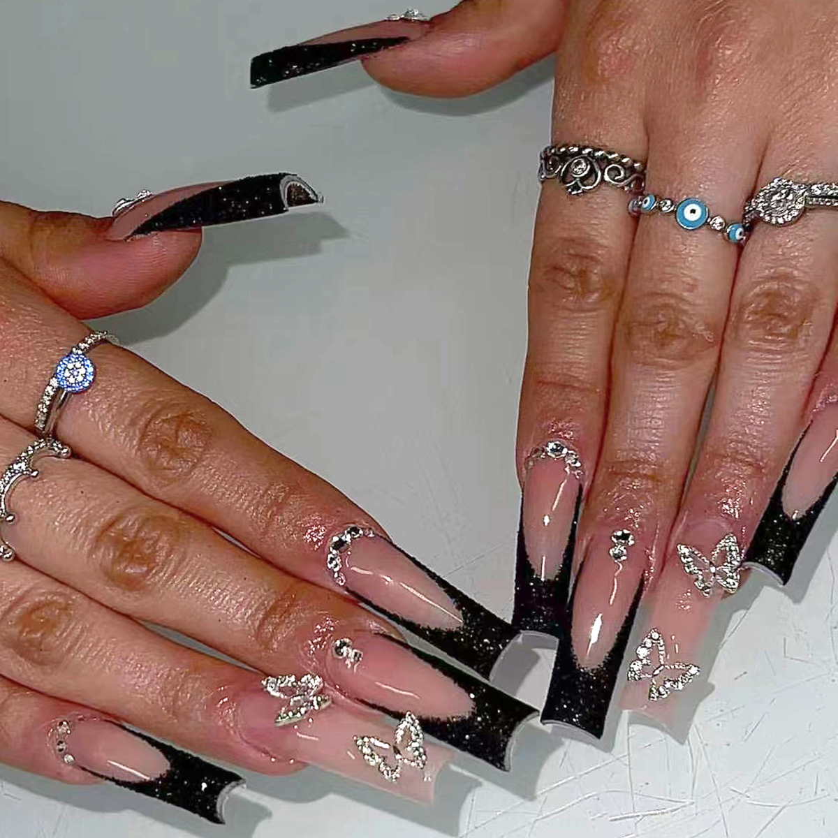 Nail Extension Tips - 24 pièces noir français faux ongles