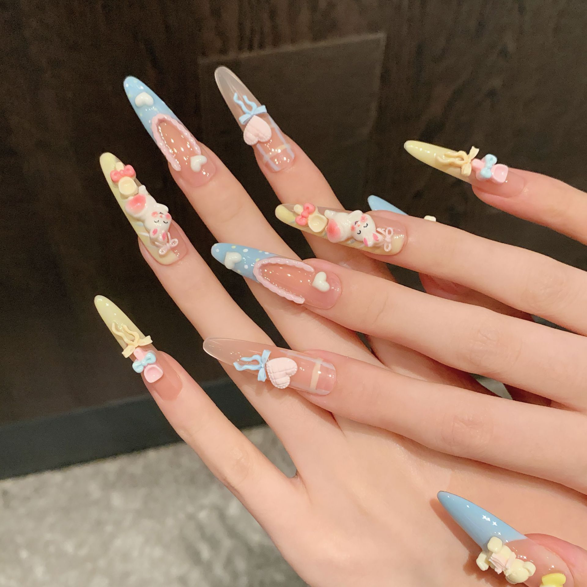 10 pièces mignon ours lapin pr - Nail Extension Tips avis et prix