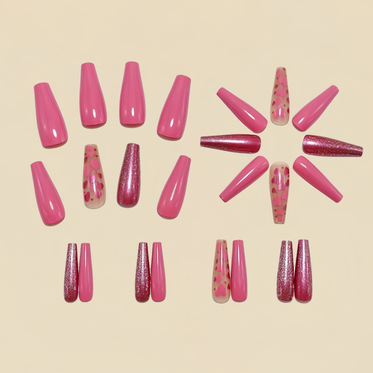 Faux ongles mi-longs rose et b - Nail Extension Tips avis et prix
