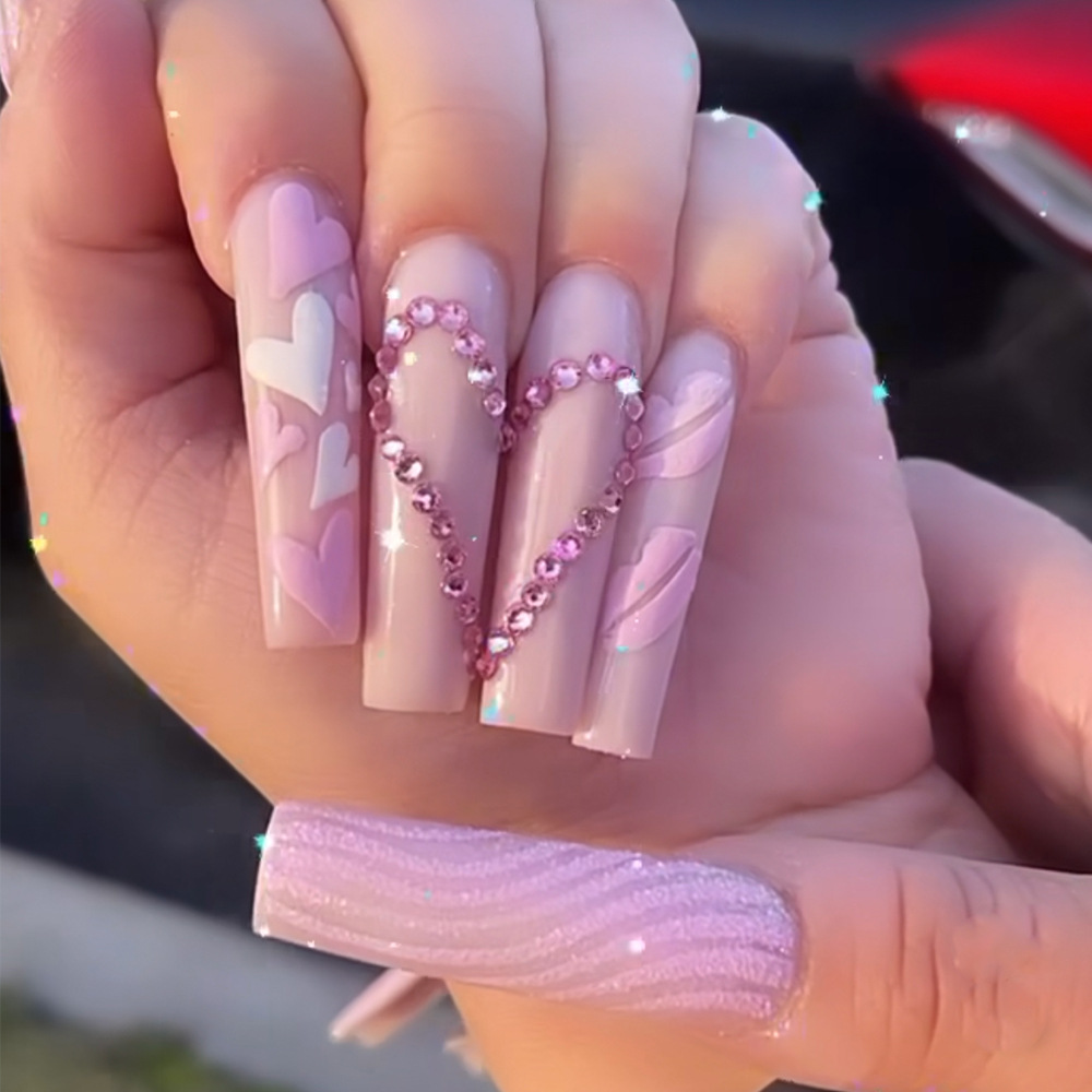 Faux ongles mi-longs rose et b - Nail Extension Tips avis et prix
